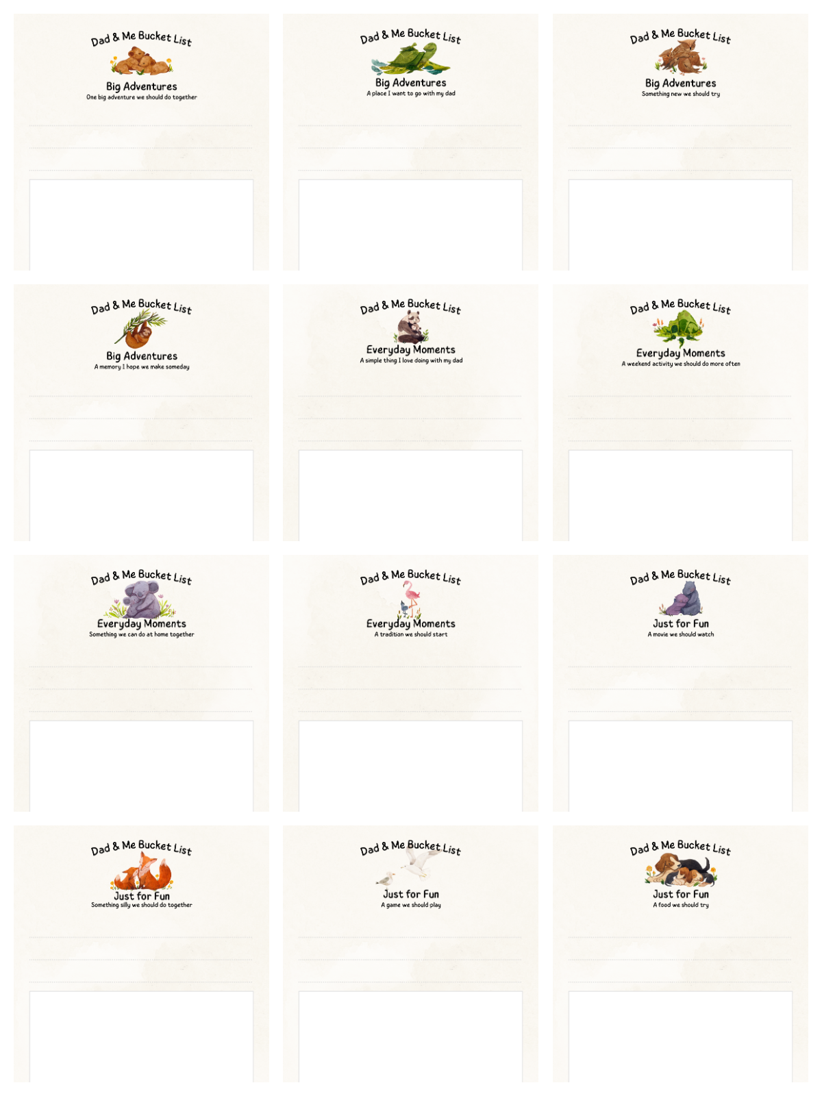 Father's Day Activity- 12 pages of blanks with lines and images - kids activities blog