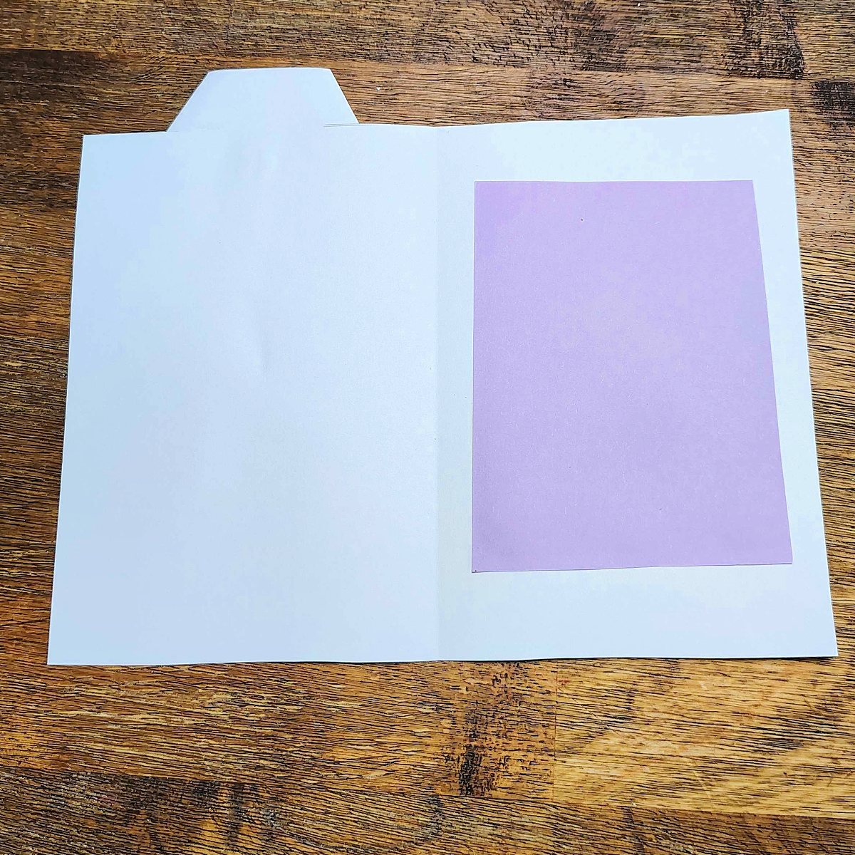 Homemade Father's Day Card- Step 12 - Purple rectangle glued into card- Kids Activities Blog