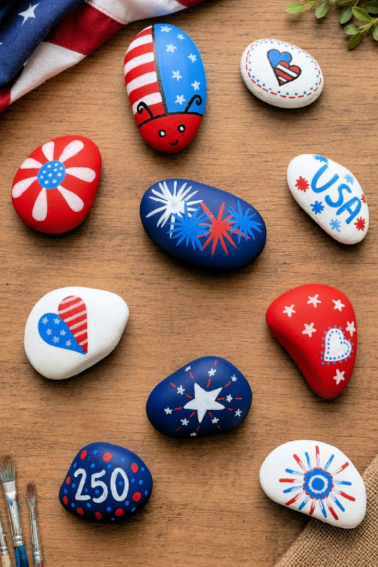 Patriotic Rock Painting Craft- - -Kids Activities Blog