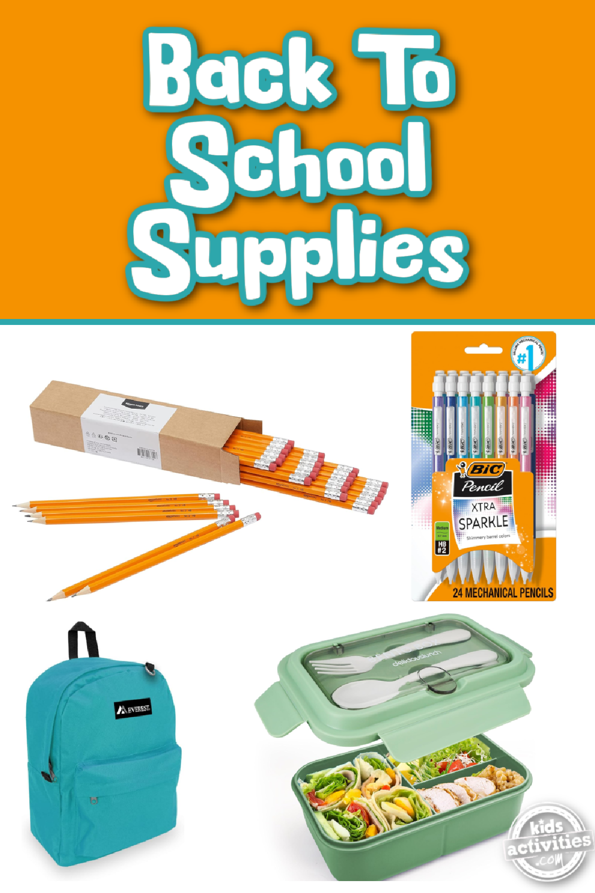 Back To School Supplies- back to school supplies yellow and blue writing-Kids Activities Blog