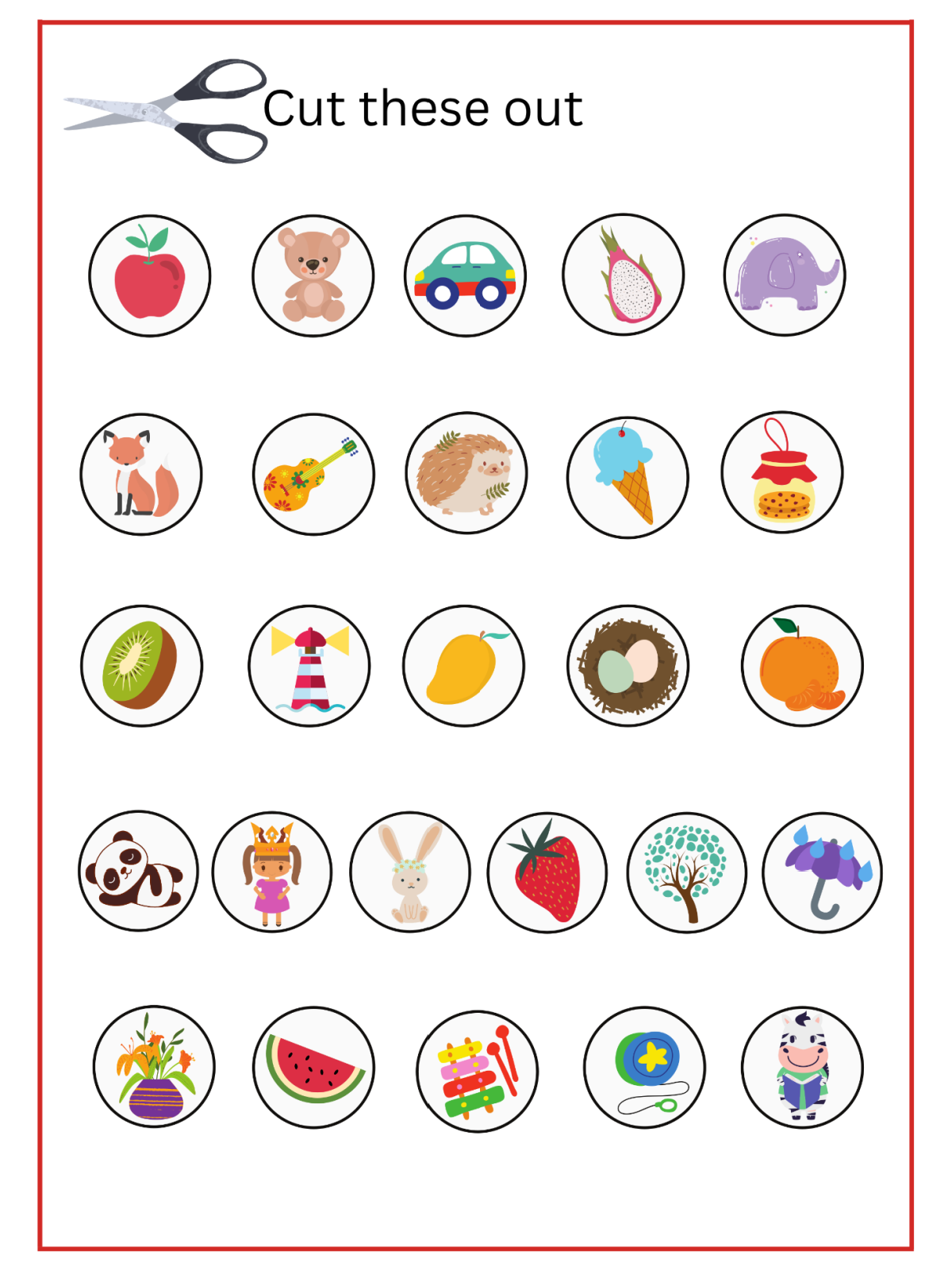 Beginner Sounds- printable with pictures that need cut out - Kids Activities blog