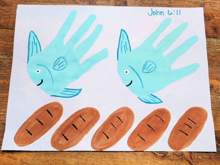 Jesus Feeds The 5000 Craft- Step 5- Add bible verse to the top - Kids Activities Blog