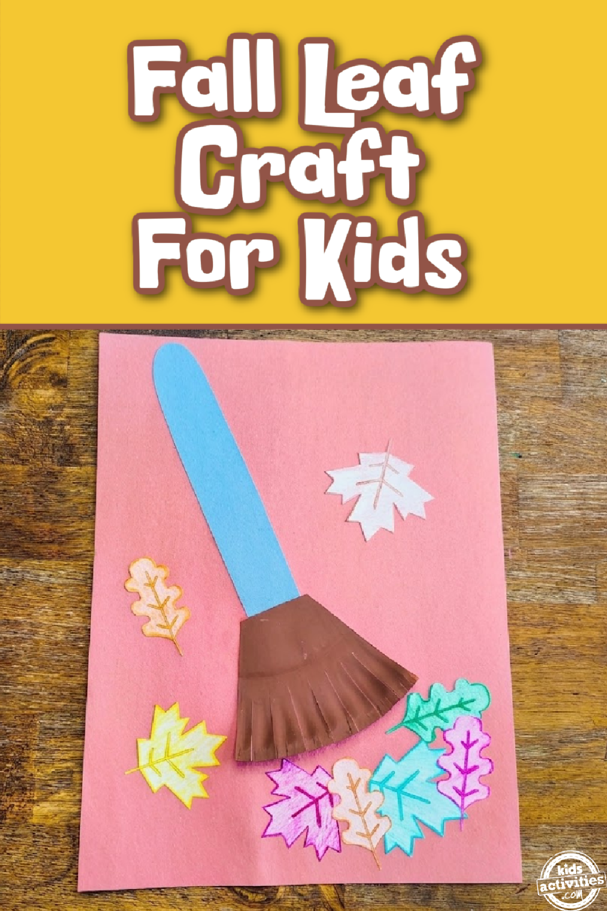 Leaf Craft- - construction paper craft with paper rake and leaves- Kids Activities Blog