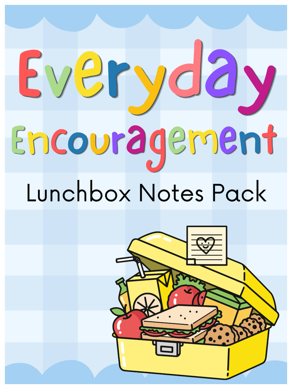 Lunchbox Notes- Cover with rainbow text, black text, and image of lunch - Kids Activities Blog