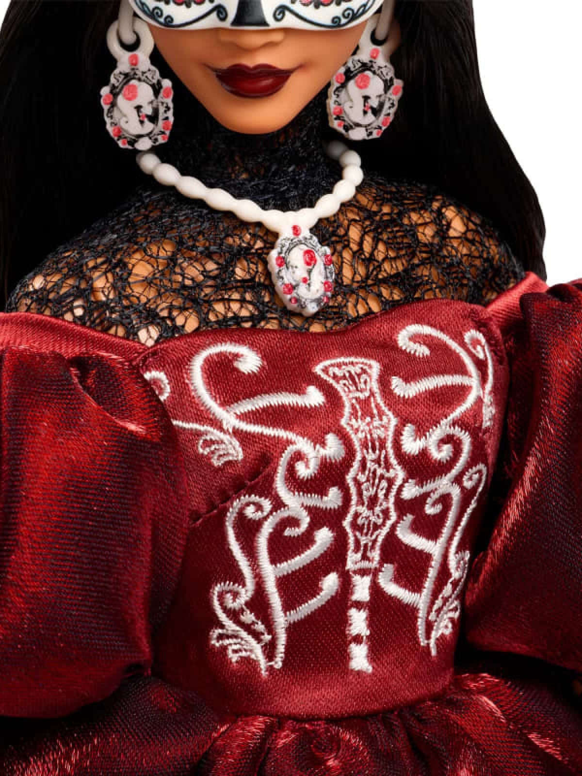 Day Of The Dead Barbie 2026- white jewelry with pink roses - Kids Activities Blog