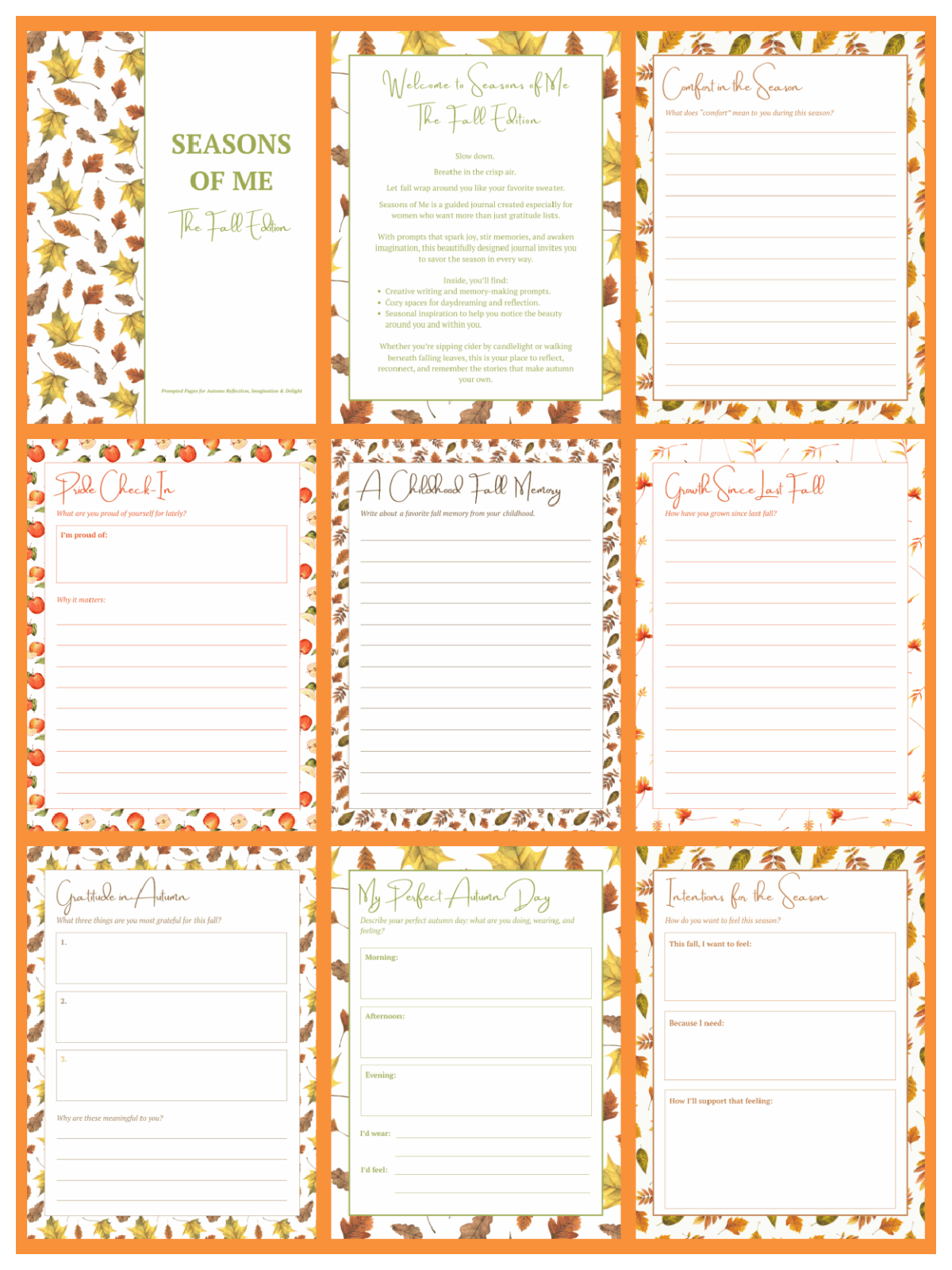 Fun Activities- fall journaling pages with pictures, lines, and text - Kids Activities Blog