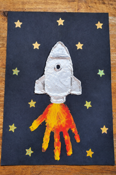Rocket Craft- Spaceship Craft with stars, foil, and paint - Kids Activities Blog