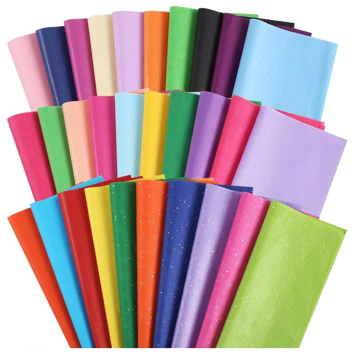 Craft Hacks- colorful folded tissues paper in pinks, reds, blues, yellows, green, sparkles -Kids Activities Blog
