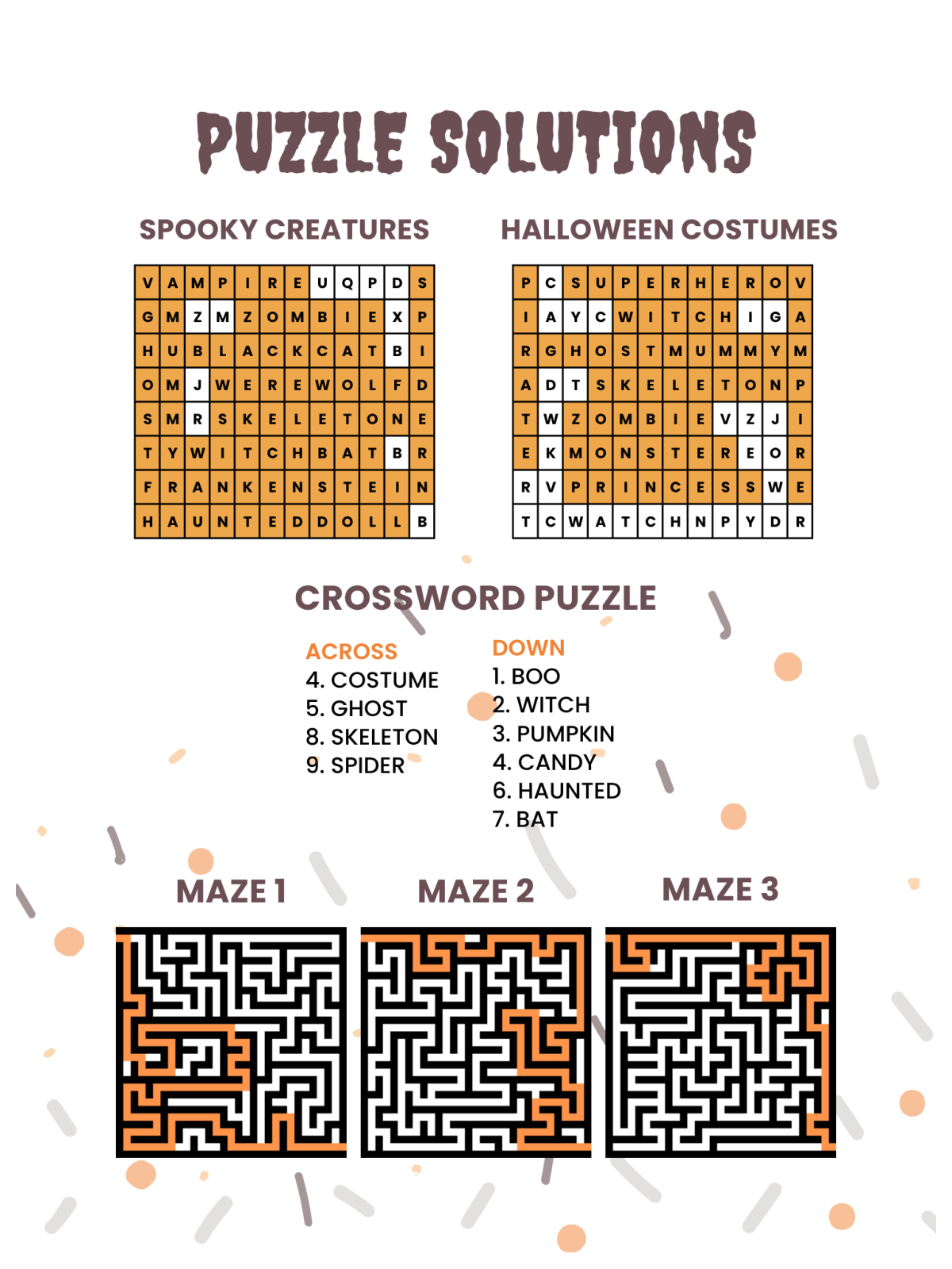 Halloween Activity Sheets- answers to all the puzzles - Kids Activities Blog