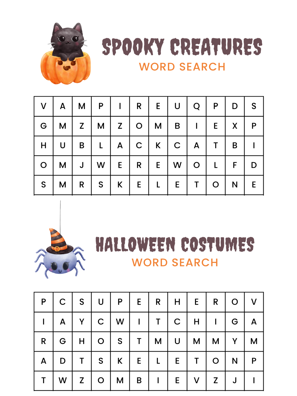 Halloween Activity Sheets- word searches with halloween images- Kids Activities Blog