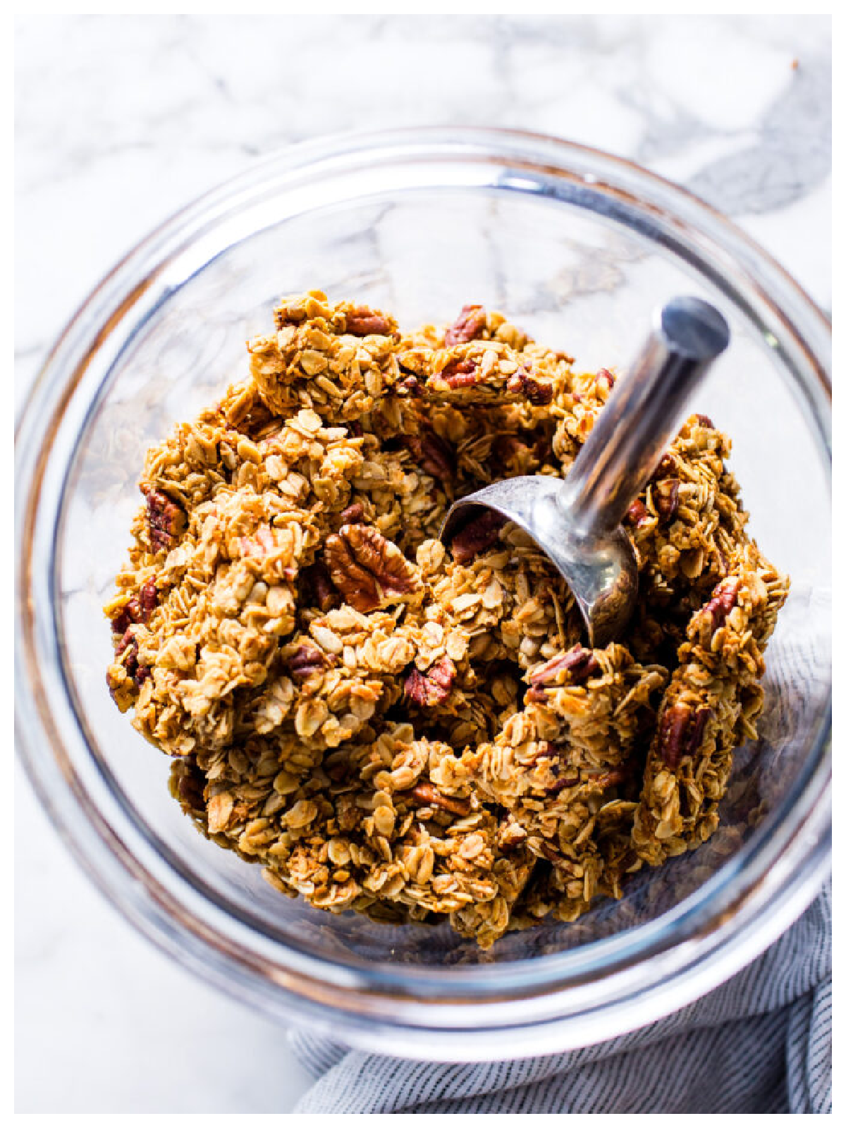 Maple Recipes - granola and pecans in a bowl with a scoop-Kids Activities Blog