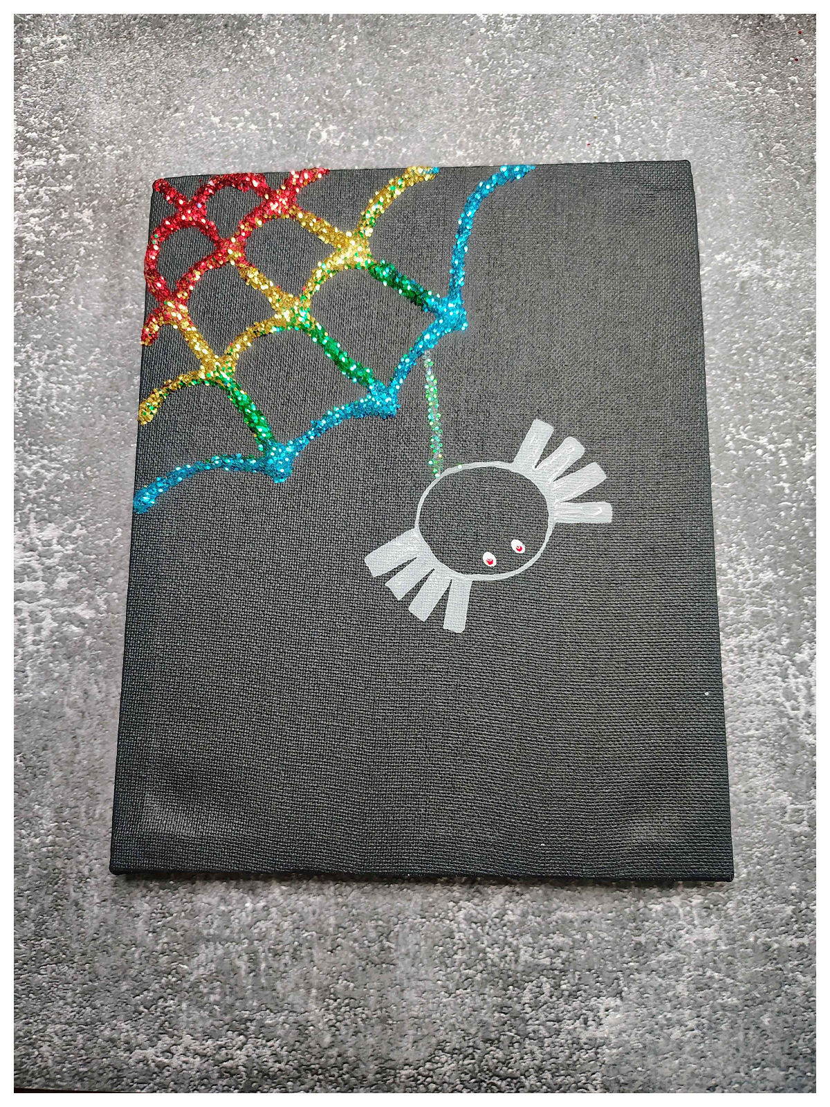 Spider Web Craft- Step 6- eyes and a web added to the spider-Kids Activities Blog
