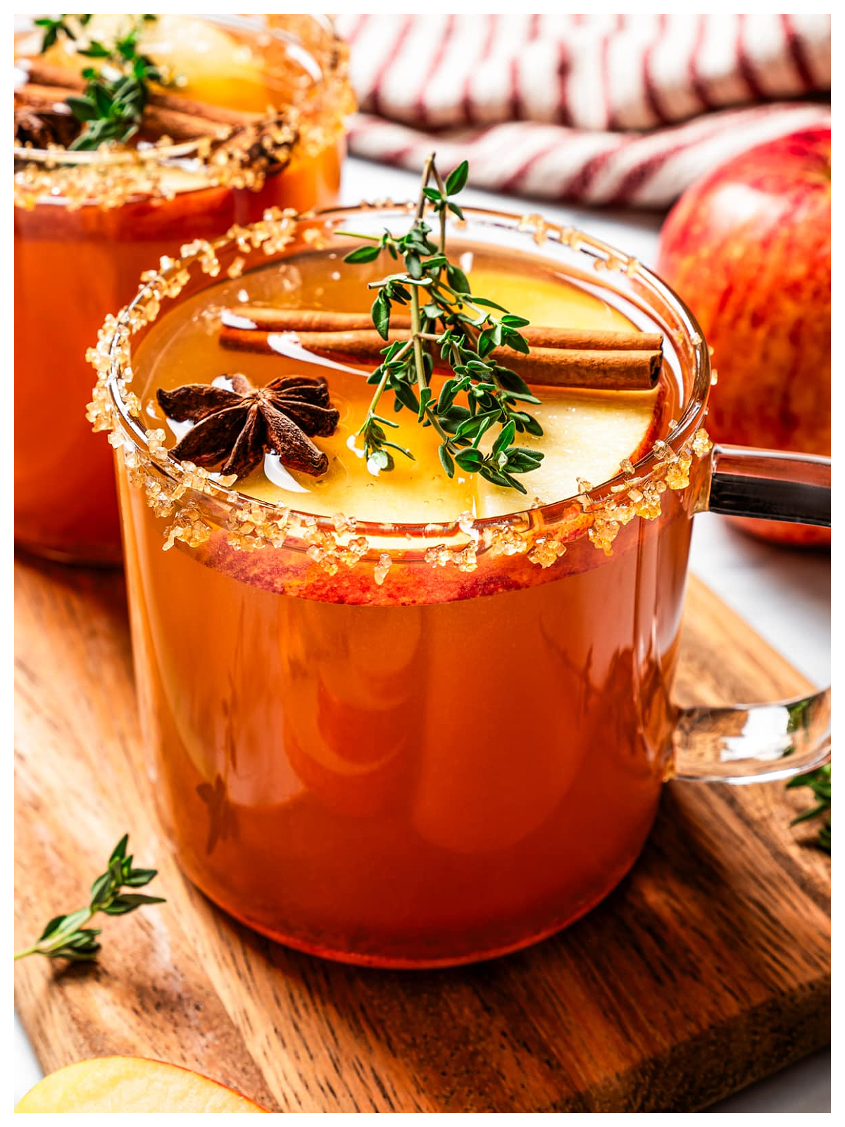Apple Cider Recipes- juice with herbs fruit and sugar rim -Kids Activities Blog